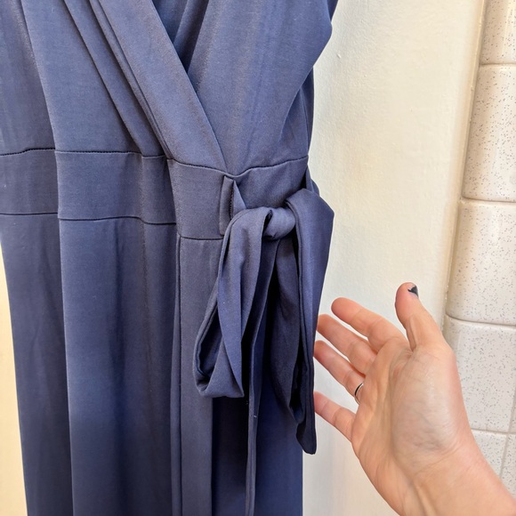 41 Hawthorn Strapless Faux Wrap Pullover Navy Dress Large Business Casual Travel - Picture 3 of 8